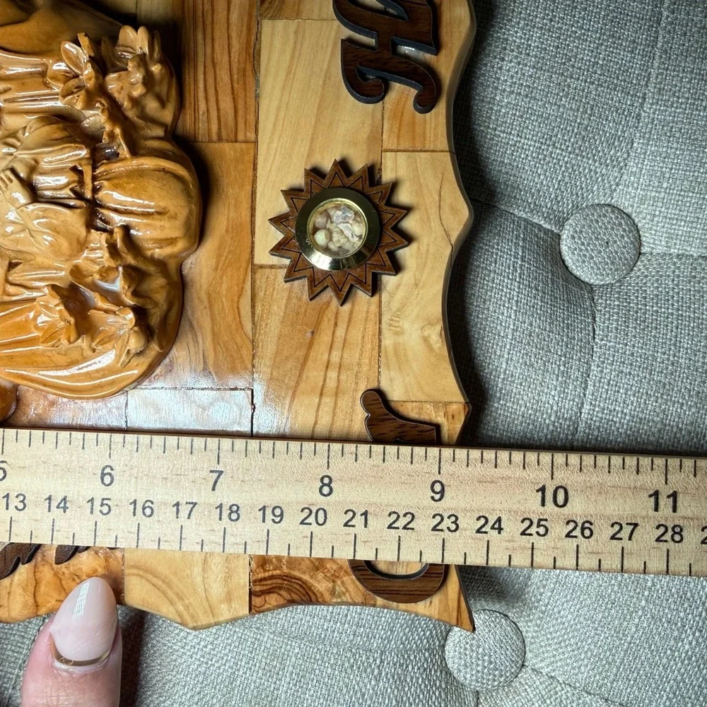 Olive Wood‎ Holy Family Wall Plaque God Bless Our Home Holy Land Stones